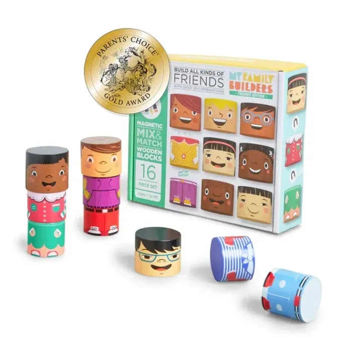 Stackable, modular, cylindrical building blocks to make diverse figures.